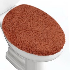 Microfiber Elongated Toilet Seat Cover 19.5"x 15" Machine Washable Solid Toil...