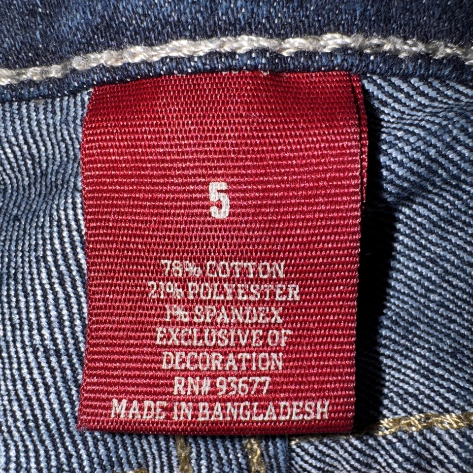 Pantalones cortos de mezclilla Arizona para mujer lavado oscuro algodón elástico hasta la rodilla talla 5 Foto 3 de 4