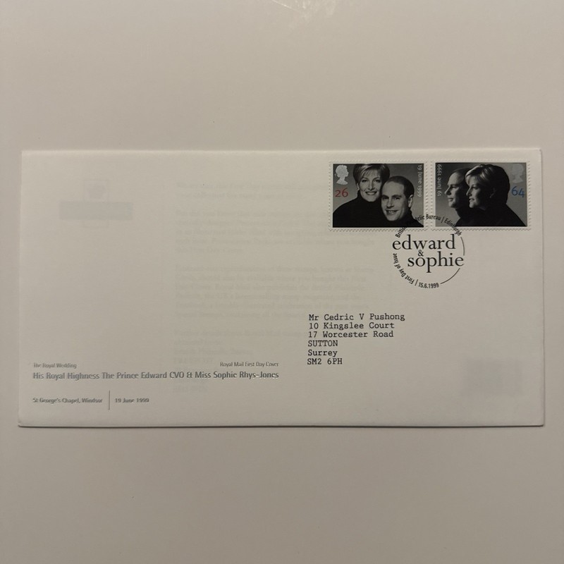 Prince Edward Sophie Wedding GB RM FDC Windsor (c) 1999
