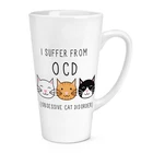 Obsessive Cat Disorder OCD 17oz Large Latte Mug Cup - Crazy Cat Lady