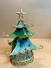 Decorative Christmas Tree Metal Glass Tea Light Candle Holder