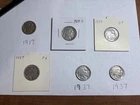 Buffalo Indian Head Nickels Lot of 6 ; 1917, 1929S, 1935 and Three 1937