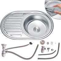 SpüLbecken EinbauspüLe EdelstahlspüLe 77CM Rundbecken SpüLe + Ablage KüChenspüLe
