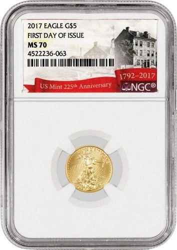 2017 $5 1/10 oz Gold American Eagle 225th Ann NGC MS70 Gem Uncirculated Coin FDI