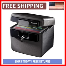 Elegant Fireproof and Waterproof Safe Box - Key-Lock Security for Peace of Mind