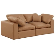 Meridian Furniture Comfy Cognac Vegan Leather 2-Pc. Modular Sofa