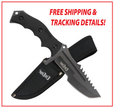 8.5" FULL TANG TACTICAL TANTO BLADE FIXED BLADE BLACK HUNTING MILITARY KNIFE NEW