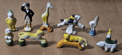 50's Japan Bisque Circus Birthday Cake Toppers 9 Pieces