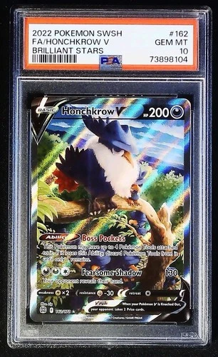 2022 POKEMON SWSH FA/HONCHKROW V BRILLIANT STARS #162 PSA 10