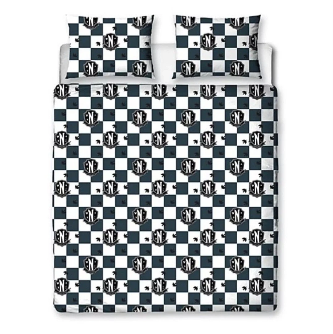 Netflix Wednesday Addams Nevermore Academy King Size Reversible Duvet Set