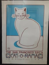 RARE 1986 SPCA Lithograph 80s Cat•O•Rama Cat Poster Signed FS