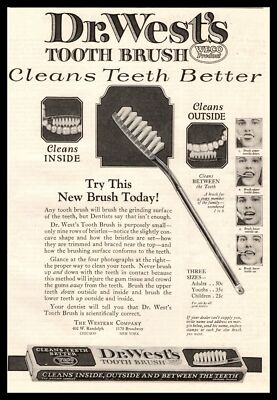 1922 Dr. West's Tooth Brush ''Cleans Teeth Better'' The Western Company Print Ad