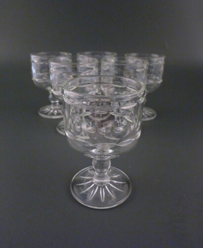 6 vasos antiguos, cristal fino - vasos de licor vasos de licor corte pelado/taza de pie - Imagen 2 de 7
