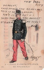 Military Romance Scott 324 Stamp Army Officer Uniform PK Artist Vtg Postcard F32