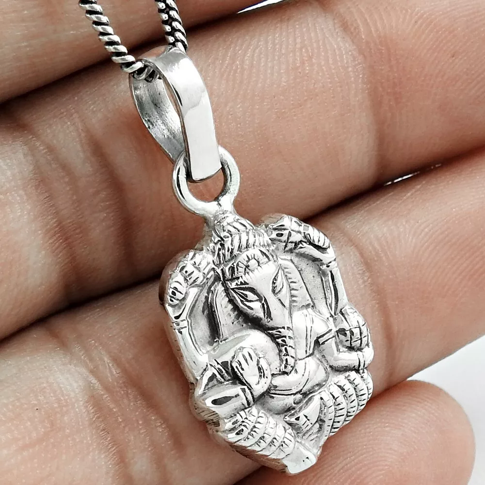 Silver ganesh locket sale