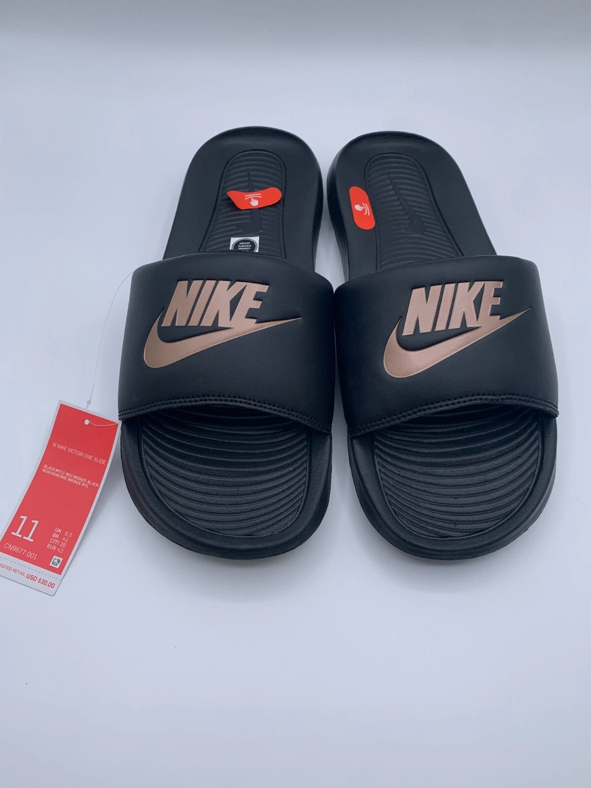 Nike Victori One slide donna taglia 11 nero bronzo CN9677 001 spedizione veloce