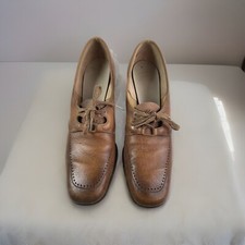 Vintage Selby Women s Shoes Heels Pumps Brown Leather Laces Size 8