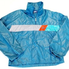 Vtg 80s Nike Windbreaker 1/4 Zip Jacket Mens XL Blue Colorblock Athletic Track