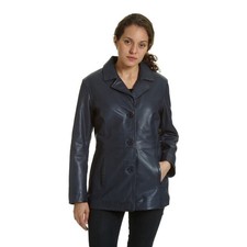 Excelled Women's Large Black Leather Button Down Jacket W/pockets Nwt