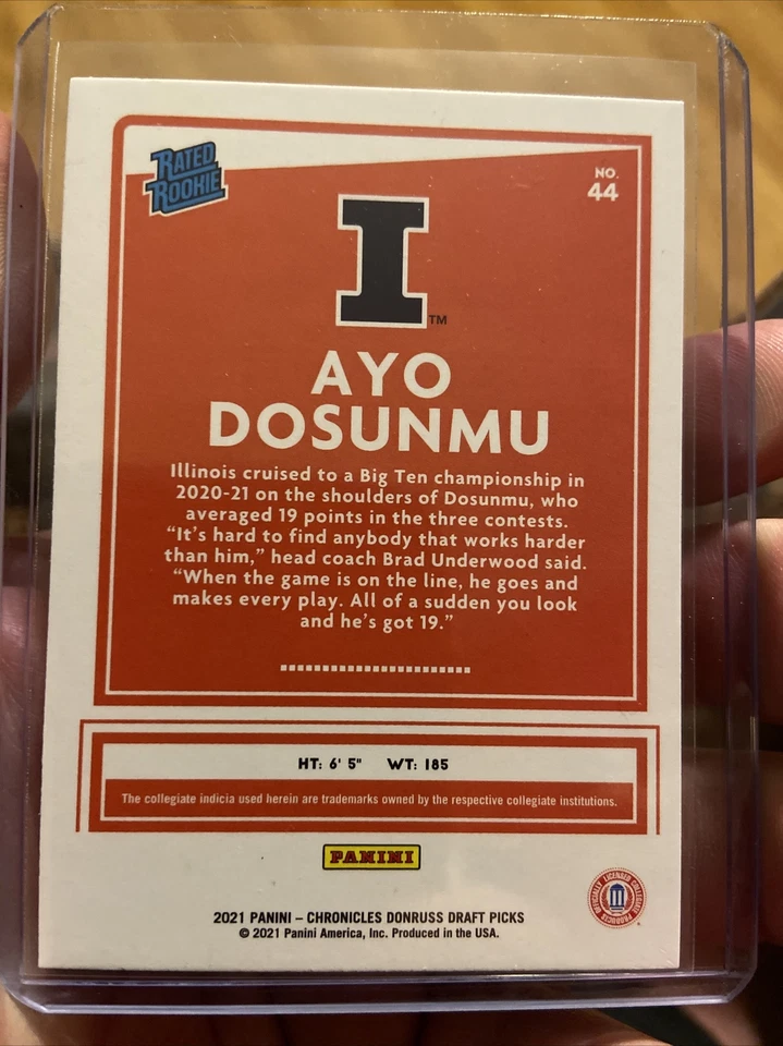 2021-22 Chronicles Draft Picks Donruss Rated Rookie AYO DOSUNMU PINK Bulls - Image 3 of 3