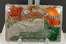 Vintage Jack Daniel's Sour Whiskey Mash Enameled Belt Buckle 1904 St. Louis Expo