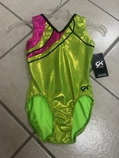 Body body ginnastica adulto XS GK Elite verde lime e rosa metallizzato nuovo con etichette