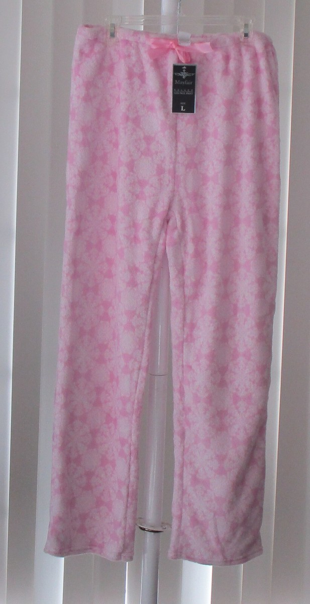Lounge Pants Sleep Pants Velvet Pink Mayfair New Size Large