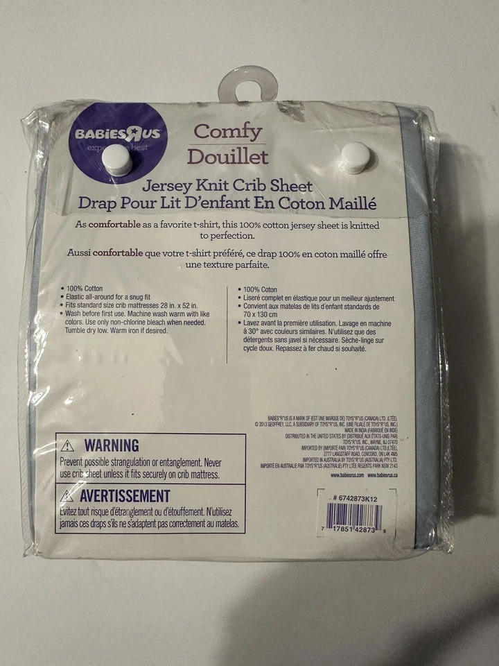 Babies R Us Cómoda Jersey Tejido Cuna Sábana - Azul Claro 100% Algodón Foto 2 de 2
