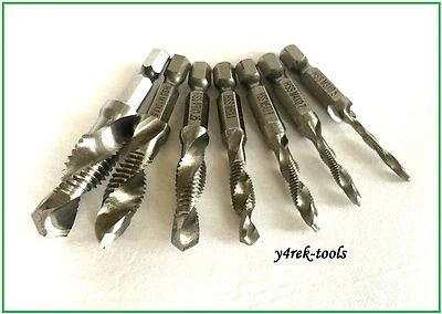 7pcs Combination Drill HSS Tap Bit - Metric Impact Set M12 M10 M8 M6 M5 M4 M3