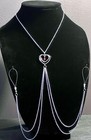 Silver Double Heart Non piercing Nipple Necklace, Nipple Rings, Nipples Jewelry