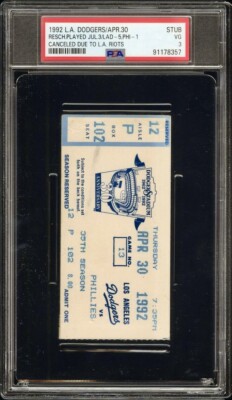 1992 LA RIOT DODGERS GAME RESCHEDULED TICKET🎟️4/30/92 RODNEY