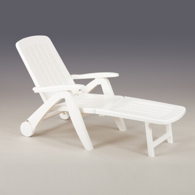 GrecoShop Sdraio Pieghevole Con Ruote In Polyrattan Per Esterno – Mod. Barbuda Antracite (Disponibile In Taupe/Tortora)