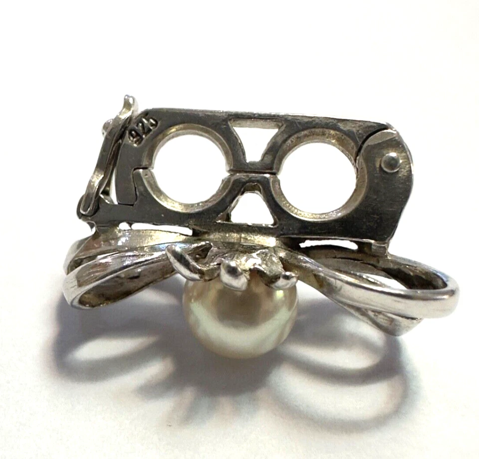 Vintage Perlenkettenclip Clip für Perlenkette 925 er Silber mit Akoya Perle - Bild 4 von 4