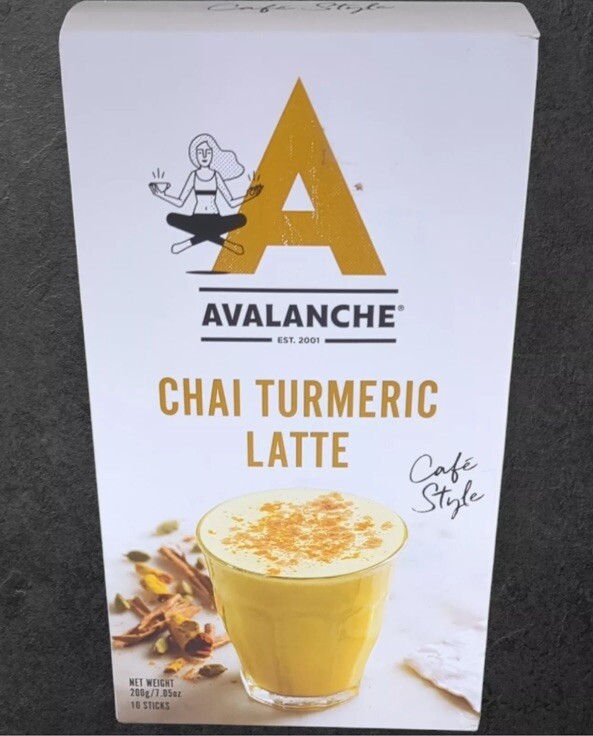 Mezcla de bebidas de café con leche de cúrcuma Avalanche Chai estilo café 10 barras 7,05 oz 25/06
