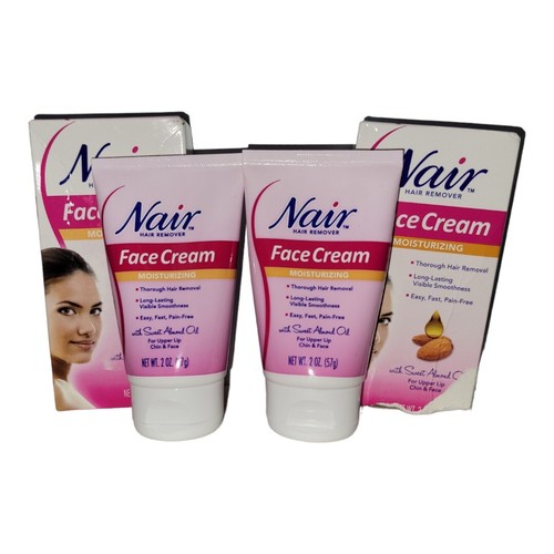 Lot Of 2 Nair Hair Remover Moisturizing Face Cream with Sweet Almond