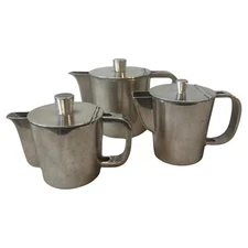 1940s Art Deco Set of Three Alpaca Coffee Pot By Krupp Designed by Gio Ponti