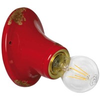 Wandleuchte Wandlampe Vintage Keramik Rot Messing E27 Max.77W Ferroluce Retro