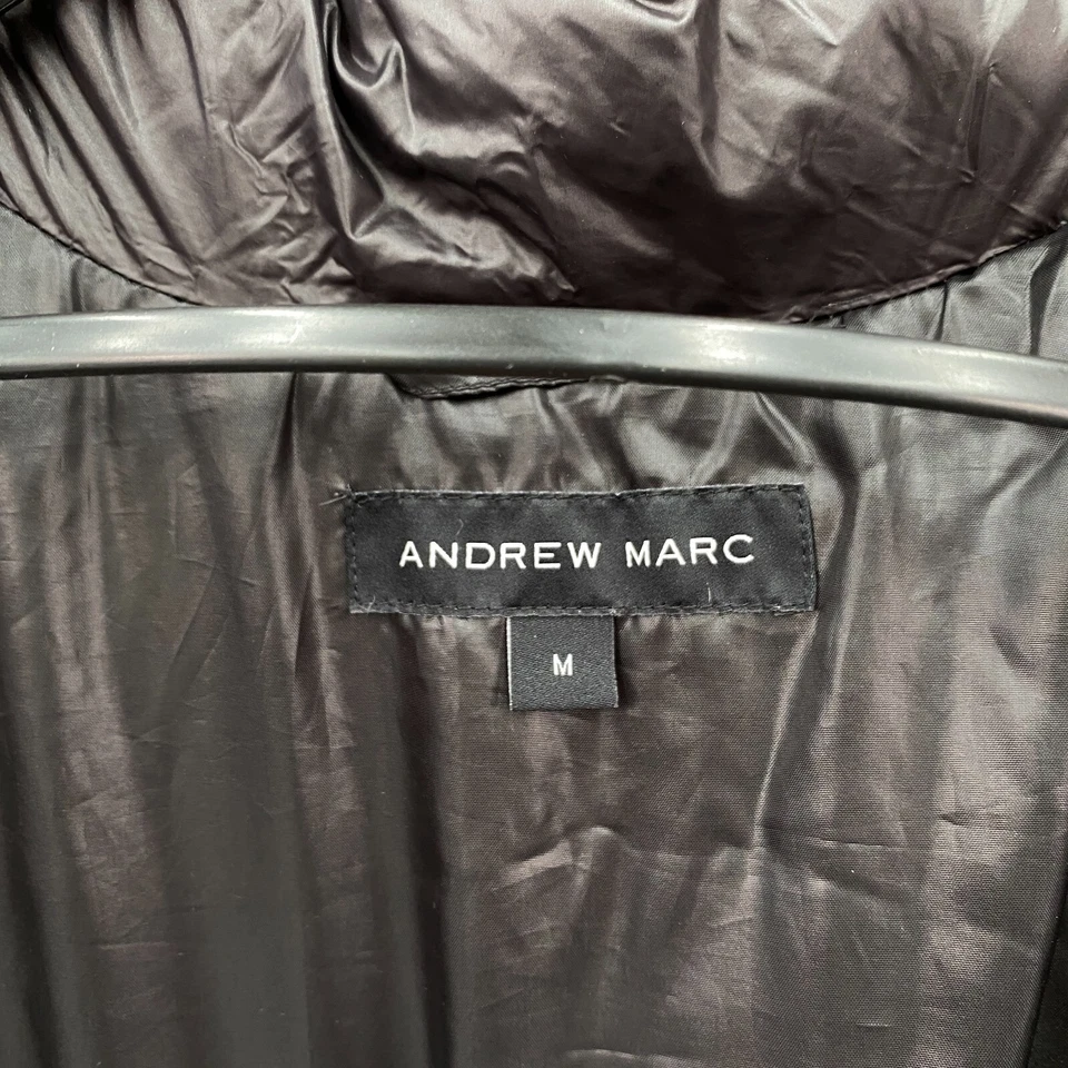 Andrew Marc Womens Puffer Jacket 650 Down Fill Shiny Charcoal Full Zip Medium - Image 2 of 4