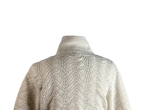 NWT Mercer & Madison Cardigan Sweater Crystal Button Off White Crochet Wool XL - Picture 12 of 15
