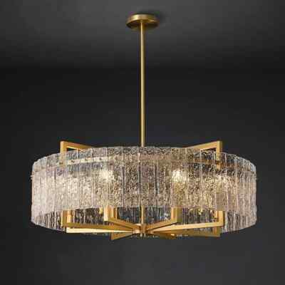 SILJOY 6-Light Gold 25.6in Modern Glass Shade Chandelier for Dining Room