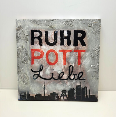 Gilde Bild ''Ruhrpottliebe'' Leinwand schwarz rot Skyline 30x30 cm