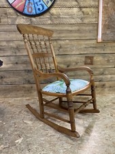 Victorian Farmhouse kitchen rocking chair, high back spindle back green leaf