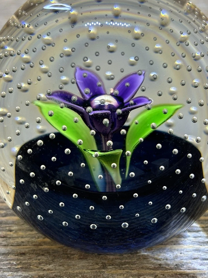 Scotland Brilliant Rain Bubbles With Purple Flower-Sphere Paper Weight-signed - image 3 of 4