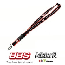 Bbs Motorsport Logo Lanyard Keychain Black-redwhite Genuine Bbs Wheels Usa