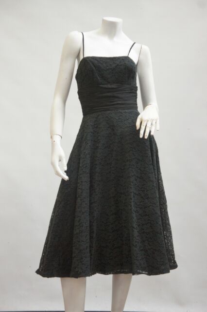 Vintage 50s Black Lace Dress By "An Original Junior Theme" New York