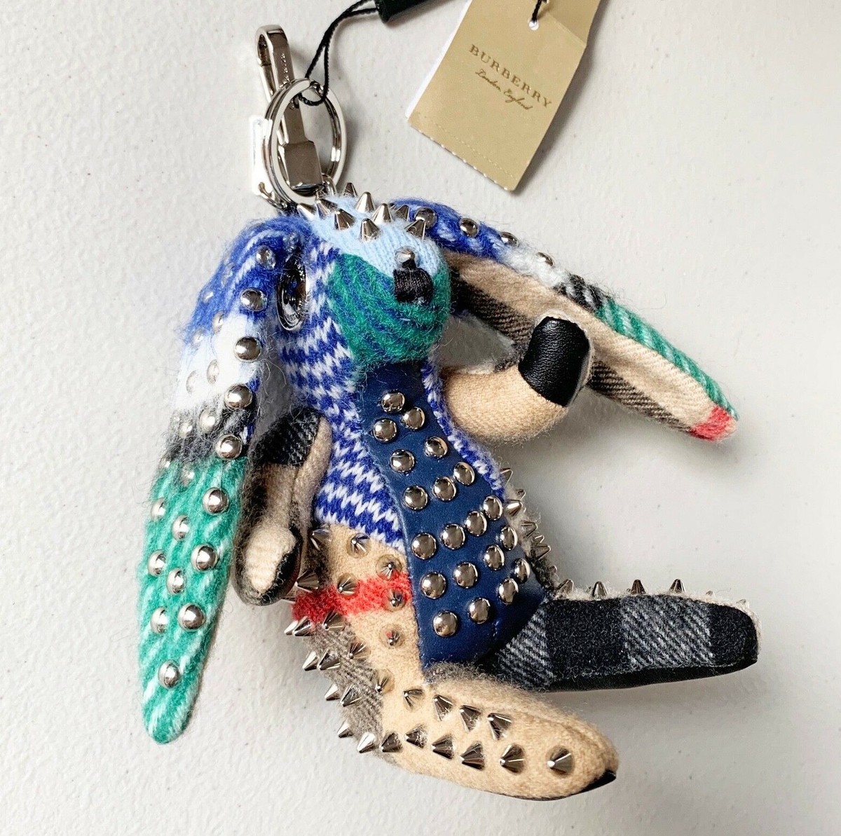 $395 Burberry Vera The Hare Rabbit Studded Bag Charm Stuffed