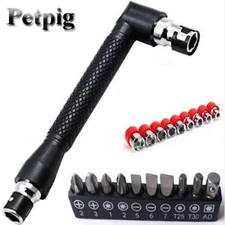 Petpig Dual Head L-shaped Mini Socket Wrench 1/4" 6.35mm Screwdriver Bits Key
