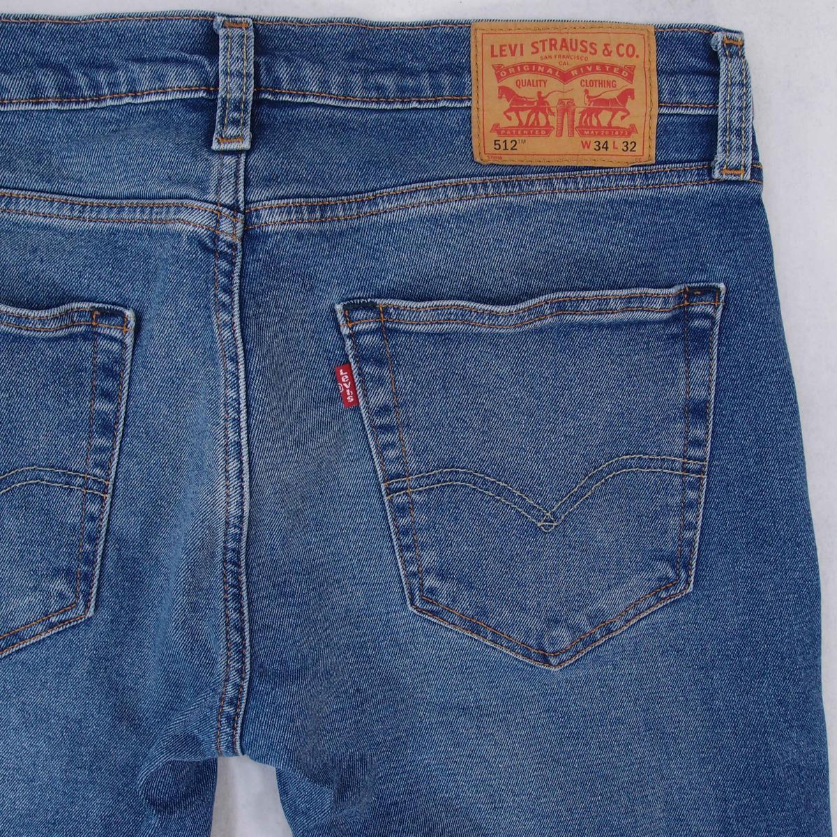 Mens Levi's 512 36087 Stretch Slim Tapered Blue Jeans W34 L32 | eBay