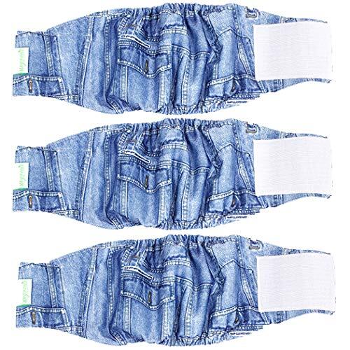 Jeans Washable Male Dog Diapers (Pack of 3) - Washable Male Dog Belly Wrap (X...-image