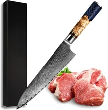Chef Knife 8 in Stain & Corrosion Resistant Damascus Chef's Knife Kitchen Deba